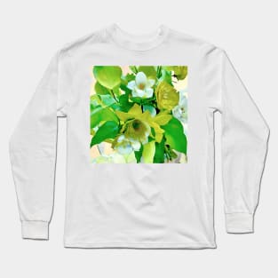 White and Lime Floral Long Sleeve T-Shirt